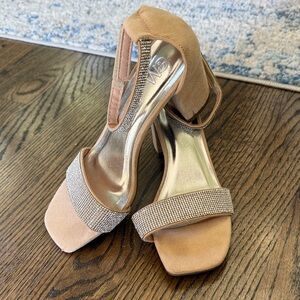 Elegant Tan and Silver Women's Heels
